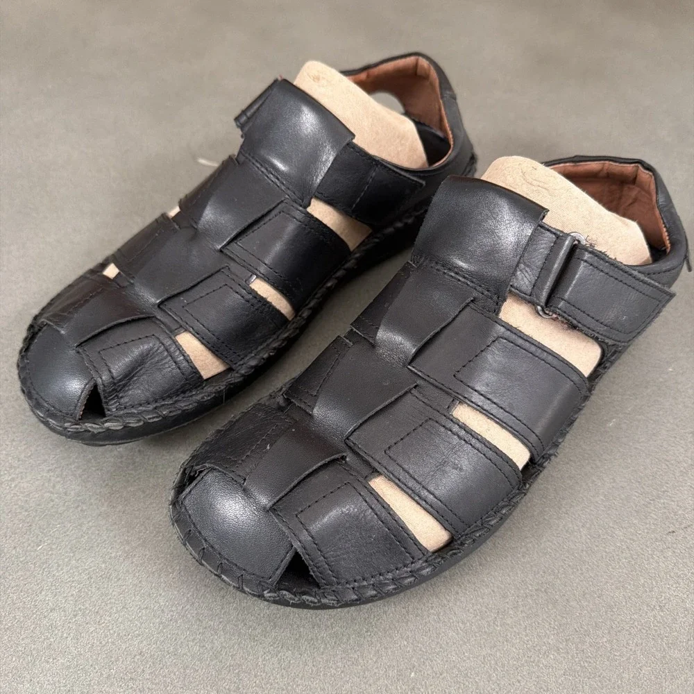 Pikolinos Tarifas Black Leather Men's Sandel In Size 43